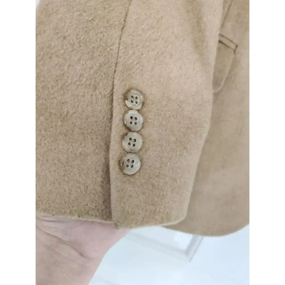 Evan Picone 100% Camel Hair Lined Coat Tan Single Breasted Overcoat Size 42L - Picture 9 of 10